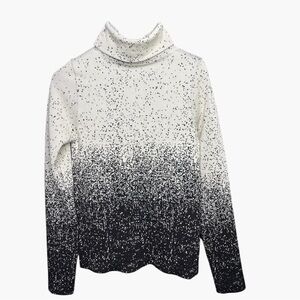 Gradient Print Ribbed Turtleneck Top S NWOT Chic Casual